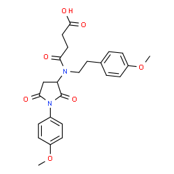 ChemSpider 2D Image | 4-{[1-(4-Methoxyphenyl)-2,5-dioxo-3-pyrrolidinyl][2-(4-methoxyphenyl)ethyl]amino}-4-oxobutanoic acid | C24H26N2O7