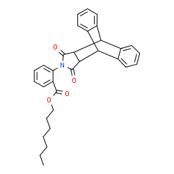 ChemSpider 2D Image | Heptyl 2-(16,18-dioxo-17-azapentacyclo[6.6.5.0~2,7~.0~9,14~.0~15,19~]nonadeca-2,4,6,9,11,13-hexaen-17-yl)benzoate | C32H31NO4