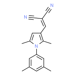 ChemSpider 2D Image | {[1-(3,5-Dimethylphenyl)-2,5-dimethyl-1H-pyrrol-3-yl]methylene}malononitrile | C18H17N3