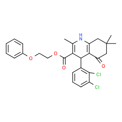 ChemSpider 2D Image | 2-Phenoxyethyl 4-(2,3-dichlorophenyl)-2,7,7-trimethyl-5-oxo-1,4,5,6,7,8-hexahydro-3-quinolinecarboxylate | C27H27Cl2NO4
