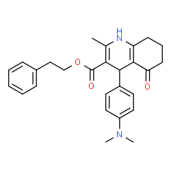 ChemSpider 2D Image | 2-Phenylethyl 4-[4-(dimethylamino)phenyl]-2-methyl-5-oxo-1,4,5,6,7,8-hexahydro-3-quinolinecarboxylate | C27H30N2O3
