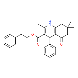 ChemSpider 2D Image | 2-Phenylethyl 2,7,7-trimethyl-5-oxo-4-phenyl-1,4,5,6,7,8-hexahydro-3-quinolinecarboxylate | C27H29NO3