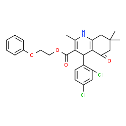 ChemSpider 2D Image | 2-Phenoxyethyl 4-(2,4-dichlorophenyl)-2,7,7-trimethyl-5-oxo-1,4,5,6,7,8-hexahydro-3-quinolinecarboxylate | C27H27Cl2NO4