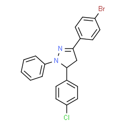 ChemSpider 2D Image | 3-(4-Bromophenyl)-5-(4-chlorophenyl)-1-phenyl-4,5-dihydro-1H-pyrazole | C21H16BrClN2