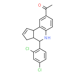 ChemSpider 2D Image | 1-[4-(2,4-Dichlorophenyl)-3a,4,5,9b-tetrahydro-3H-cyclopenta[c]quinolin-8-yl]ethanone | C20H17Cl2NO