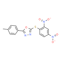 ChemSpider 2D Image | 2-(2,4-Dinitro-phenylsulfanyl)-5-p-tolyl-[1,3,4]oxadiazole | C15H10N4O5S