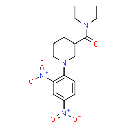 ChemSpider 2D Image | 1-(2,4-Dinitrophenyl)-N,N-diethyl-3-piperidinecarboxamide | C16H22N4O5