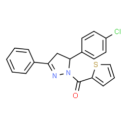 ChemSpider 2D Image | [5-(4-Chlorophenyl)-3-phenyl-4,5-dihydro-1H-pyrazol-1-yl](2-thienyl)methanone | C20H15ClN2OS