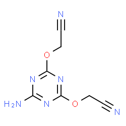 ChemSpider 2D Image | 2,2'-[(6-Amino-1,3,5-triazine-2,4-diyl)bis(oxy)]diacetonitrile | C7H6N6O2