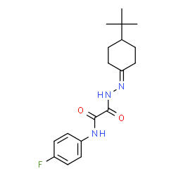ChemSpider 2D Image | N-(4-Fluorophenyl)-2-{2-[4-(2-methyl-2-propanyl)cyclohexylidene]hydrazino}-2-oxoacetamide | C18H24FN3O2