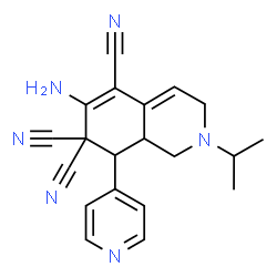 ChemSpider 2D Image | 6-Amino-2-isopropyl-8-(4-pyridinyl)-2,3,8,8a-tetrahydro-5,7,7(1H)-isoquinolinetricarbonitrile | C20H20N6