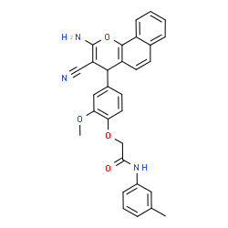 ChemSpider 2D Image | 2-(4-(2-Amino-3-cyano-4H-benzo[h]chromen-4-yl)-2-methoxyphenoxy)-N-(m-tolyl)acetamide | C30H25N3O4
