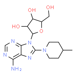 ChemSpider 2D Image | 8-(4-Methyl-1-piperidinyl)-9-pentofuranosyl-9H-purin-6-amine | C16H24N6O4