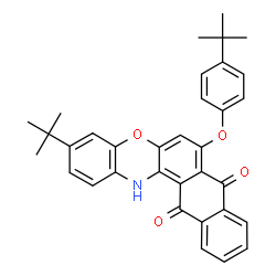 ChemSpider 2D Image | 3-tert-Butyl-7-(4-tert-butyl-phenoxy)-14H-naphtho[2,3-a]phenoxazine-8,13-dione | C34H31NO4