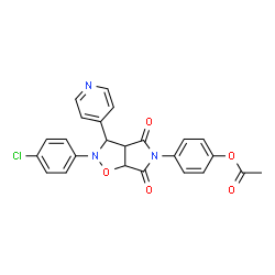 ChemSpider 2D Image | 4-[2-(4-Chlorophenyl)-4,6-dioxo-3-(4-pyridinyl)hexahydro-5H-pyrrolo[3,4-d][1,2]oxazol-5-yl]phenyl acetate | C24H18ClN3O5