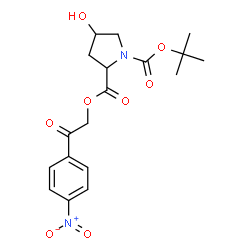 ChemSpider 2D Image | 1-(2-Methyl-2-propanyl) 2-[2-(4-nitrophenyl)-2-oxoethyl] 4-hydroxy-1,2-pyrrolidinedicarboxylate | C18H22N2O8