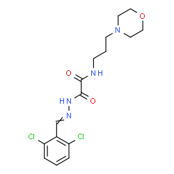 ChemSpider 2D Image | 2-[2-(2,6-Dichlorobenzylidene)hydrazino]-N-[3-(4-morpholinyl)propyl]-2-oxoacetamide | C16H20Cl2N4O3