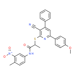 ChemSpider 2D Image | 2-{[3-Cyano-6-(4-methoxyphenyl)-4-phenyl-2-pyridinyl]sulfanyl}-N-(4-methyl-3-nitrophenyl)propanamide | C29H24N4O4S