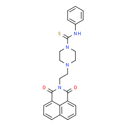 ChemSpider 2D Image | 4-[2-(1,3-Dioxo-1H-benzo[de]isoquinolin-2(3H)-yl)ethyl]-N-phenyl-1-piperazinecarbothioamide | C25H24N4O2S