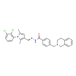 ChemSpider 2D Image | N'-{[1-(2,3-Dichlorophenyl)-2,5-dimethyl-1H-pyrrol-3-yl]methylene}-4-(3,4-dihydro-2(1H)-isoquinolinylmethyl)benzohydrazide | C30H28Cl2N4O