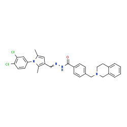 ChemSpider 2D Image | N'-{[1-(3,4-Dichlorophenyl)-2,5-dimethyl-1H-pyrrol-3-yl]methylene}-4-(3,4-dihydro-2(1H)-isoquinolinylmethyl)benzohydrazide | C30H28Cl2N4O