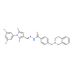 ChemSpider 2D Image | N'-{[1-(3,5-Dichlorophenyl)-2,5-dimethyl-1H-pyrrol-3-yl]methylene}-4-(3,4-dihydro-2(1H)-isoquinolinylmethyl)benzohydrazide | C30H28Cl2N4O