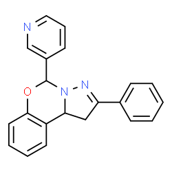 ChemSpider 2D Image | 2-Phenyl-5-(3-pyridinyl)-1,10b-dihydropyrazolo[1,5-c][1,3]benzoxazine | C21H17N3O