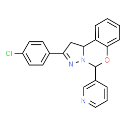 ChemSpider 2D Image | 2-(4-Chlorophenyl)-5-(3-pyridinyl)-1,10b-dihydropyrazolo[1,5-c][1,3]benzoxazine | C21H16ClN3O