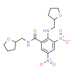 ChemSpider 2D Image | 3,5-Dinitro-N-(tetrahydro-2-furanylmethyl)-2-[(tetrahydro-2-furanylmethyl)amino]benzamide | C17H22N4O7