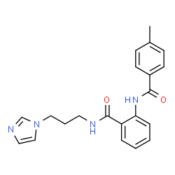 ChemSpider 2D Image | N-[3-(1H-Imidazol-1-yl)propyl]-2-[(4-methylbenzoyl)amino]benzamide | C21H22N4O2