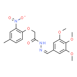 ChemSpider 2D Image | 2-(4-Methyl-2-nitrophenoxy)-N'-[(Z)-(3,4,5-trimethoxyphenyl)methylene]acetohydrazide | C19H21N3O7