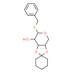 ChemSpider 2D Image | Benzyl 3,4-O-1,1-cyclohexanediyl-1-thiopentopyranoside | C18H24O4S