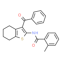 ChemSpider 2D Image | N-(3-Benzoyl-4,5,6,7-tetrahydro-1-benzothiophen-2-yl)-2-methylbenzamide | C23H21NO2S