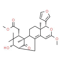 ChemSpider 2D Image | Methyl [(1R,5R,6R,13S,14S,16S)-6-(3-furyl)-14-hydroxy-8-methoxy-1,5,15,15-tetramethyl-17-oxo-7-oxatetracyclo[11.3.1.0~2,11~.0~5,10~]heptadeca-8,10-dien-16-yl]acetate | C28H36O7