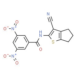 ChemSpider 2D Image | N-(3-Cyano-5,6-dihydro-4H-cyclopenta[b]thiophen-2-yl)-3,5-dinitrobenzamide | C15H10N4O5S