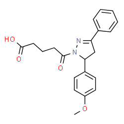 ChemSpider 2D Image | 5-[5-(4-Methoxyphenyl)-3-phenyl-4,5-dihydro-1H-pyrazol-1-yl]-5-oxopentanoic acid | C21H22N2O4