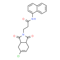 ChemSpider 2D Image | 3-(5-Chloro-1,3-dioxo-1,3,3a,4,7,7a-hexahydro-2H-isoindol-2-yl)-N-(1-naphthyl)propanamide | C21H19ClN2O3
