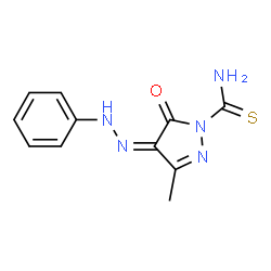 ChemSpider 2D Image | (4Z)-3-Methyl-5-oxo-4-(phenylhydrazono)-4,5-dihydro-1H-pyrazole-1-carbothioamide | C11H11N5OS