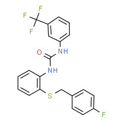 ChemSpider 2D Image | 1-{2-[(4-Fluorobenzyl)sulfanyl]phenyl}-3-[3-(trifluoromethyl)phenyl]urea | C21H16F4N2OS