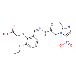 ChemSpider 2D Image | {2-Ethoxy-6-[(Z)-{[(2-methyl-5-nitro-1H-imidazol-1-yl)acetyl]hydrazono}methyl]phenoxy}acetic acid | C17H19N5O7