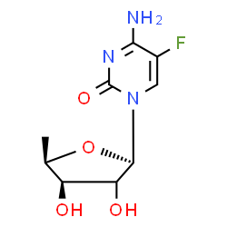 ChemSpider 2D Image | 4-Amino-1-[(2xi)-5-deoxy-beta-D-threo-pentofuranosyl]-5-fluoro-2(1H)-pyrimidinone | C9H12FN3O4