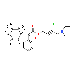 ChemSpider 2D Image | 4-(Diethylamino)-2-butyn-1-yl (~2~H_11_)cyclohexyl(hydroxy)phenylacetate hydrochloride (1:1) | C22H21D11ClNO3