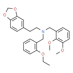 ChemSpider 2D Image | 2-(1,3-Benzodioxol-5-yl)-N-(2,3-dimethoxybenzyl)-N-(2-ethoxybenzyl)ethanamine | C27H31NO5