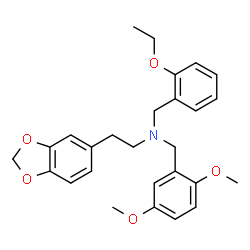ChemSpider 2D Image | 2-(1,3-Benzodioxol-5-yl)-N-(2,5-dimethoxybenzyl)-N-(2-ethoxybenzyl)ethanamine | C27H31NO5