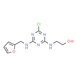 ChemSpider 2D Image | 2-({4-Chloro-6-[(2-furylmethyl)amino]-1,3,5-triazin-2-yl}amino)ethanol | C10H12ClN5O2