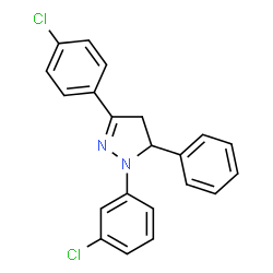 ChemSpider 2D Image | 1-(3-Chlorophenyl)-3-(4-chlorophenyl)-4,5-dihydro-5-phenyl-1H-pyrazole | C21H16Cl2N2
