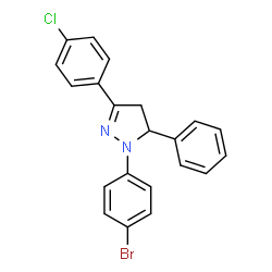 ChemSpider 2D Image | 1-(4-Bromophenyl)-3-(4-chlorophenyl)-5-phenyl-4,5-dihydro-1H-pyrazole | C21H16BrClN2