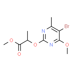 ChemSpider 2D Image | Methyl 2-[(5-bromo-4-methoxy-6-methyl-2-pyrimidinyl)oxy]propanoate | C10H13BrN2O4