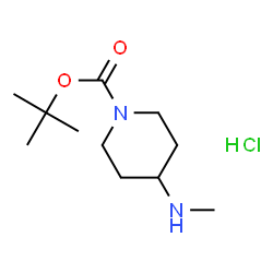 ChemSpider 2D Image | 2-Methyl-2-propanyl 4-(methylamino)-1-piperidinecarboxylate hydrochloride (1:1) | C11H23ClN2O2