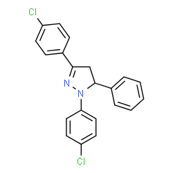 ChemSpider 2D Image | 1,3-Bis(4-chlorophenyl)-5-phenyl-4,5-dihydro-1H-pyrazole | C21H16Cl2N2